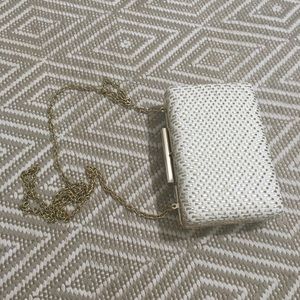Box clutch - white and gold